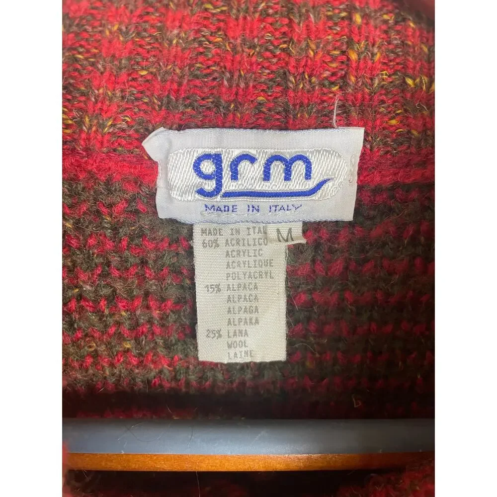 Vintage‎ Cardigan Sweater Mens Sz M Italy Alpaca Wool Grunge Chunky Thick Cabin